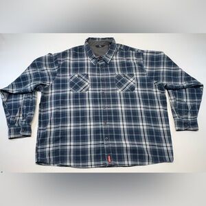 Wrangler Blue and White Plaid Flannel Long-Sleeve Button Shirt Size 3XL
